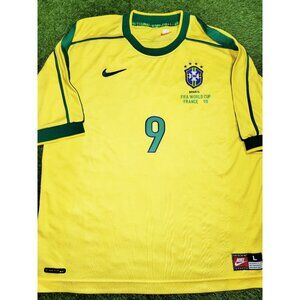 Ronaldo Brazil 1998 WORLD CUP Nike Home Soccer Jersey Shirt L